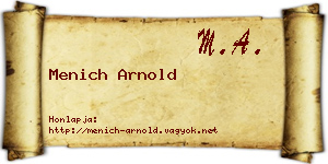 Menich Arnold névjegykártya